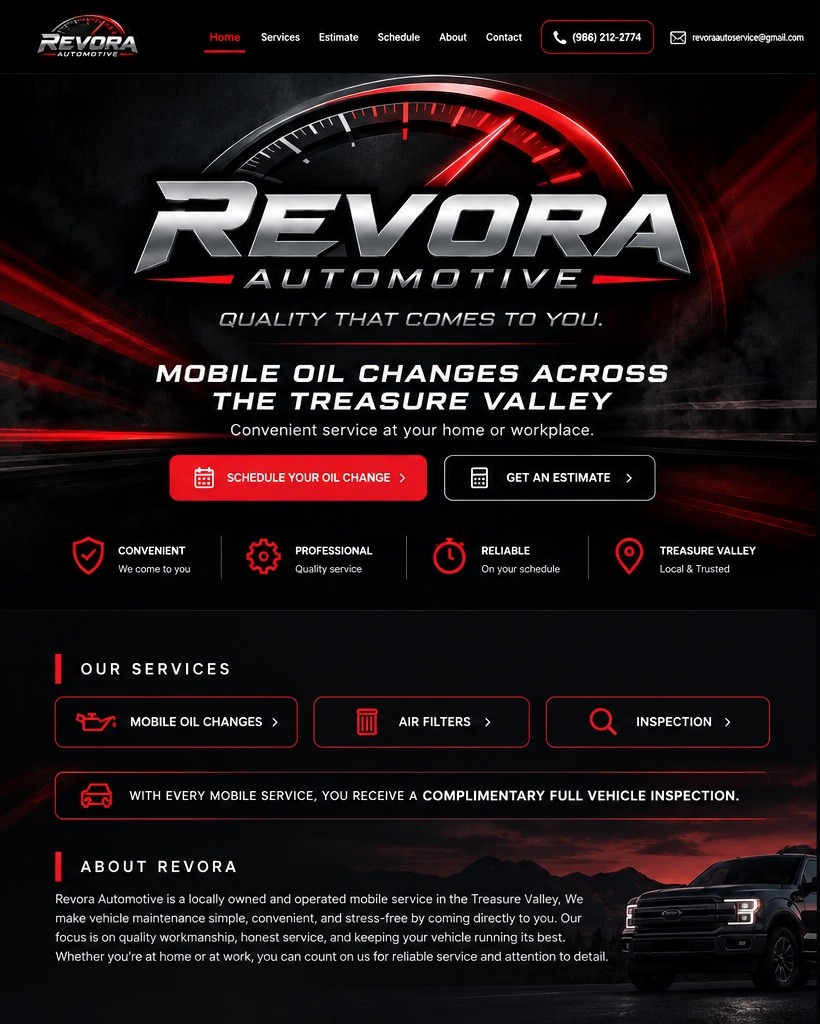 Revora Automotive mobile oil changes across the Treasure Valley